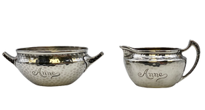 Tiffany & Co. Sterling Silver Creamer and Sugar Bowl Set in Japanesque Style