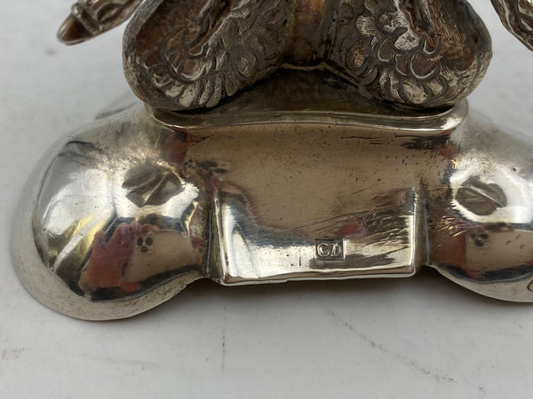 Pair of 19th c. Continental Silver Swan-Decorated Dishes