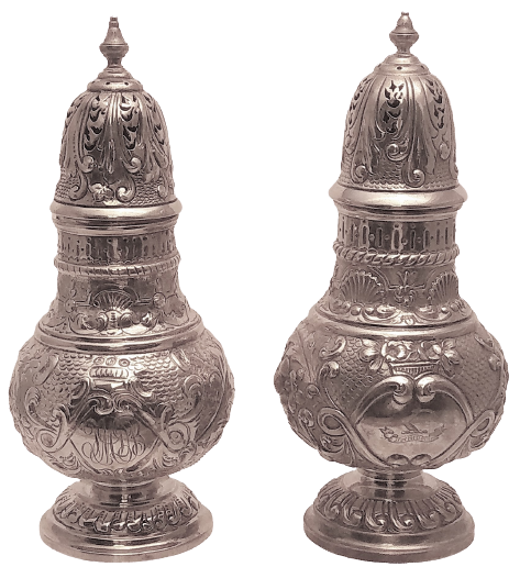 Set of 2 Sterling Silver Sugar / Muffineer Shaker