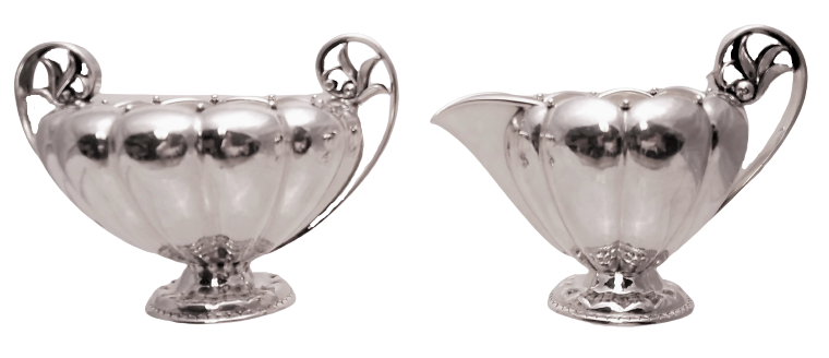 Georg Jensen Sterling Silver Creamer & Sugar Bowl