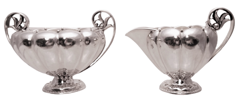 Georg Jensen Sterling Silver Creamer & Sugar Bowl