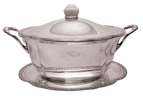 Austrian Continental Silver Tureen / Covered Dish With Matching Tray in Jugendstil Style