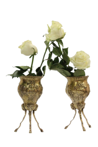 Pair of Vermeil Continental Silver Footed Vases