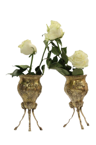 Pair of Vermeil Continental Silver Footed Vases