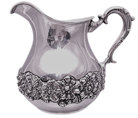 Sterling Silver Pitcher With Floral Decoration by Hamilton & Diesinger