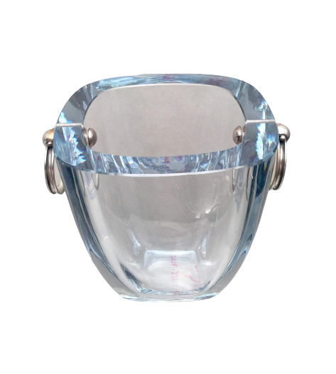 Danish Glass and Sterling Silver Ice Bucket for Bar Set