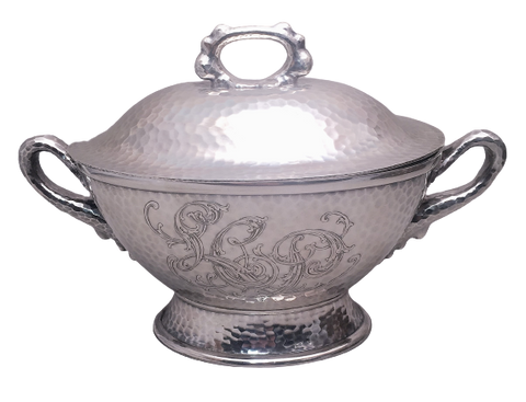 Tiffany & Co Hand Hammered Sterling Silver Japanesque 1879 Tureen With Handles