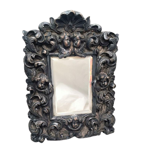 Silver Decorative Mirror With Cherubs