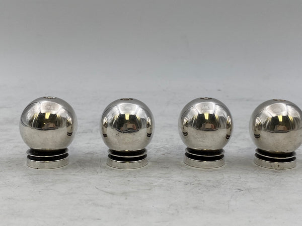 Set of 4 Georg Jensen Sterling Silver Shakers in Pyramid Pattern and in Modern Style