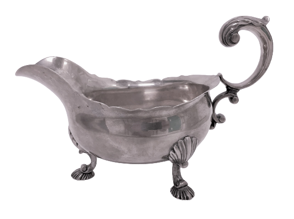 English Sterling Silver Footed Sauce / Gravy Boat Circa 1759