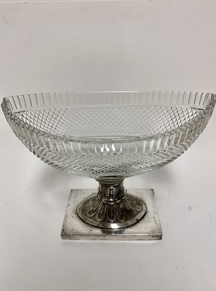 Pair of Cut Glass Compote Bowls on Silver Pedestal