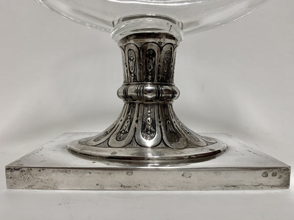 Pair of Cut Glass Compote Bowls on Silver Pedestal