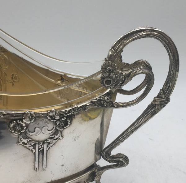 Continental Austrian Silver Centerpiece Bowl in Art Nouveau Style