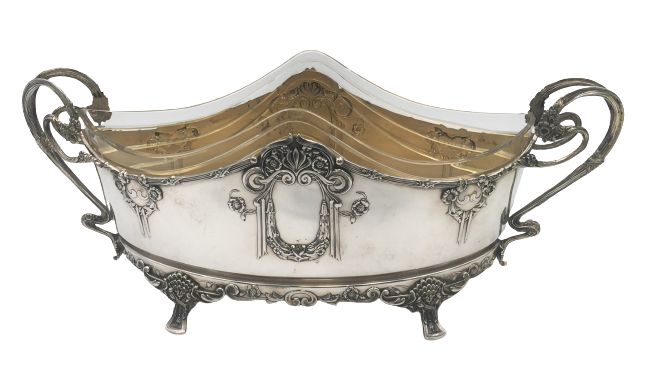 Continental Austrian Silver Centerpiece Bowl in Art Nouveau Style