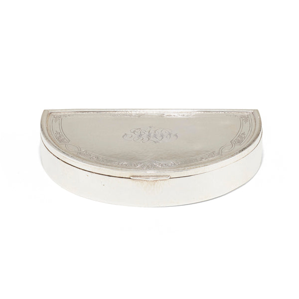 Gorham Hand Hammered Sterling Silver Jewelry Box in Crescent Shape