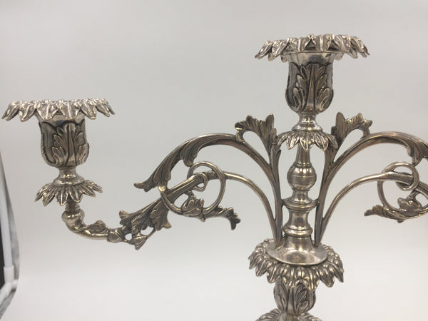 Pair of Portuguese Silver Cast Candelabra