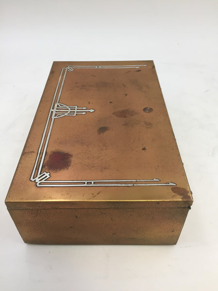 Mixed Metal Bronze and Sterling Silver Presentation/ Humidor Box in Art Deco Style