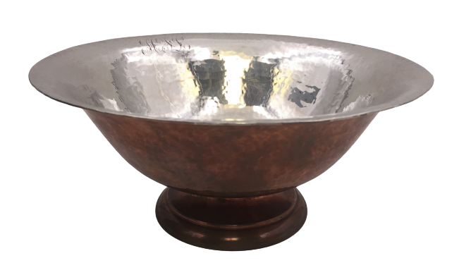 Hand Hammered Sterling Silver and Copper Centerpiece Bowl by Gebelein