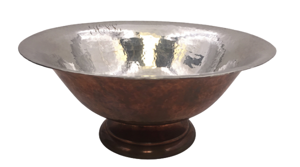 Hand Hammered Sterling Silver and Copper Centerpiece Bowl by Gebelein