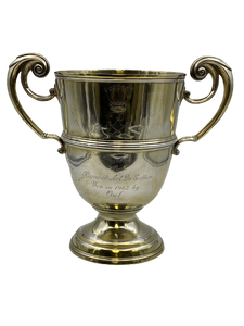 Wilson & Sharpe Scottish Gilt Sterling Silver Two-Handled Large Trophy Cup