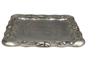 Polish Continental Silver Tray Platter in Art Nouveau Style