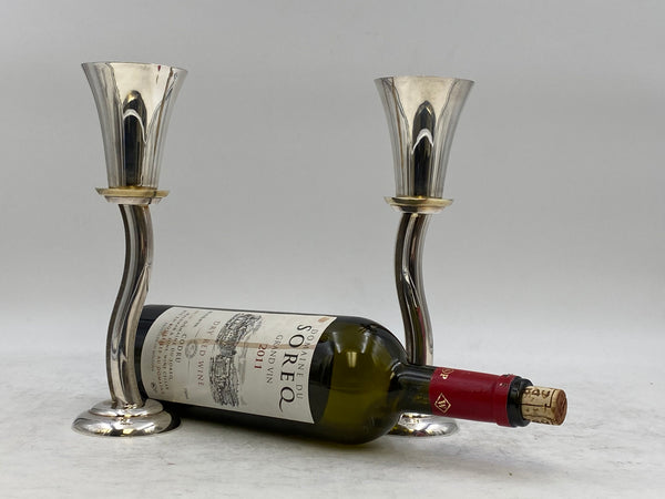 Pair of De Vecchi Sterling Silver Goblets Kiddush Cups in Mid-Century Modern Style