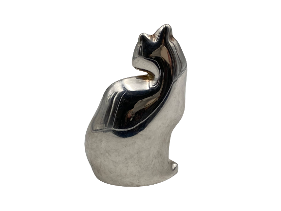 Sterling Silver Cat Shaped Paperweight by De Vecchi