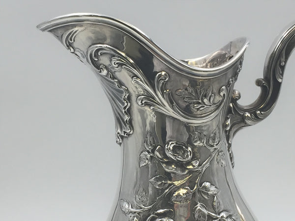 E. Puiforcat French Sterling Silver Ewer / Pitcher with Raised Decoration