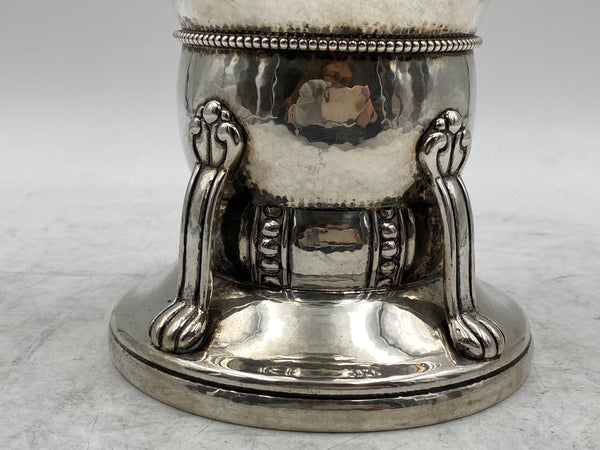 Danish Silver Hand Hammered Vase by C. Heise