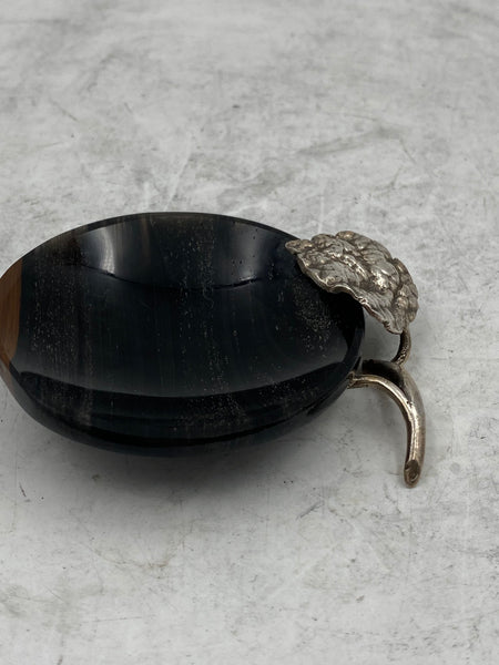 Sterling Silver and Black Onyx Small Ring Dish / Ashtray