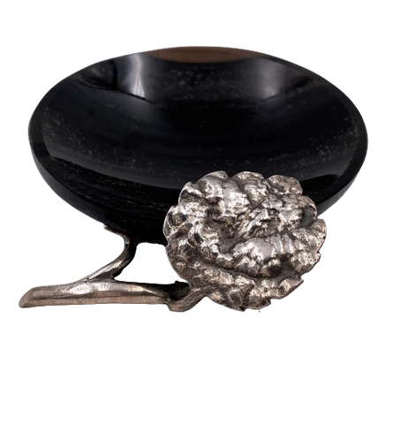 Sterling Silver and Black Onyx Small Ring Dish / Ashtray