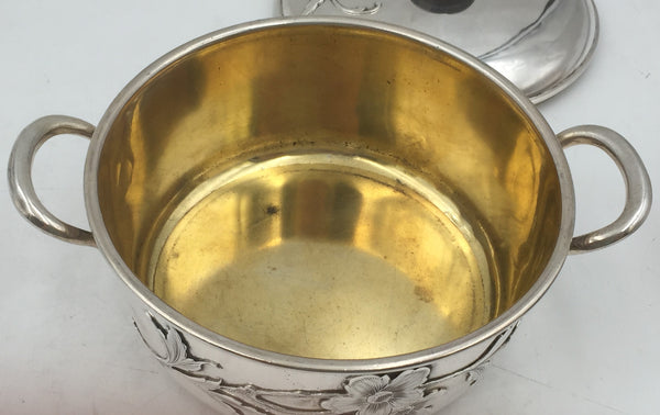 German Silver Butter Dish and Covered Bowl Tureen in Art Nouveau Style