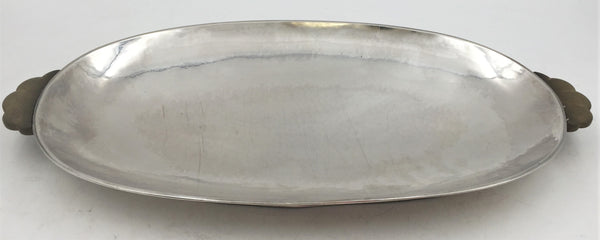 Norwegian Continental Silver Large Hammered Centerpiece Tray in Art Deco Style