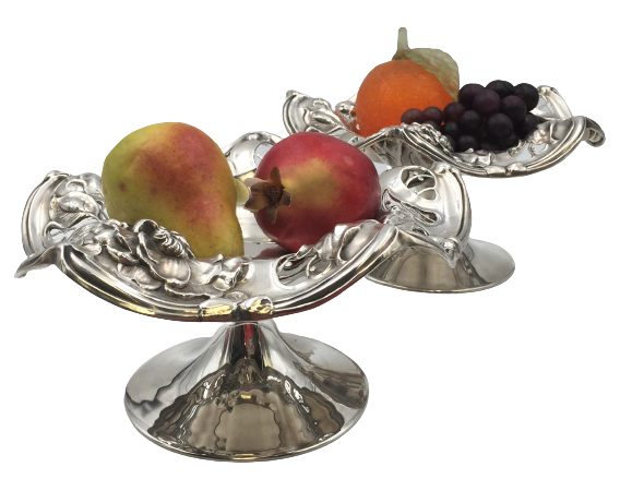 Pair of Simpson, Hall, Miller & Co. Sterling Silver Compotes Footed Centerpiece Bowls in Art Nouveau Style