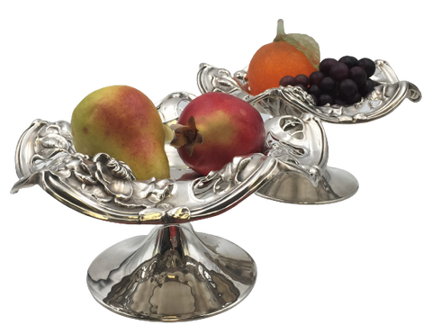 Pair of Simpson, Hall, Miller & Co. Sterling Silver Compotes Footed Centerpiece Bowls in Art Nouveau Style