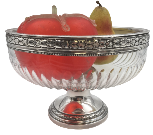 W. Wolff Luxembourgish Silver and Glass Centerpiece Bowl in Empire Style from the 19th Century