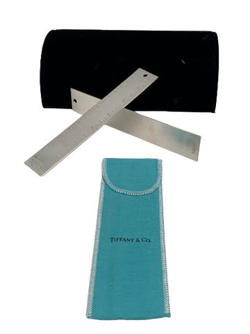 Tiffany & Co. Pair of Silver Metric Rulers in Classic Tiffany-Blue Pouch