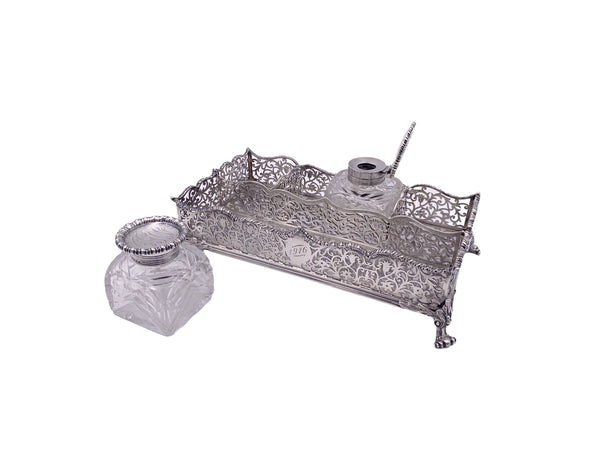 Charles & George Fox Sterling Silver Inkwell from 1886 in Victorian Style