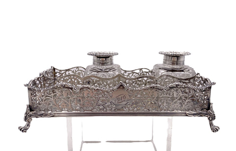 Charles & George Fox Sterling Silver Inkwell from 1886 in Victorian Style