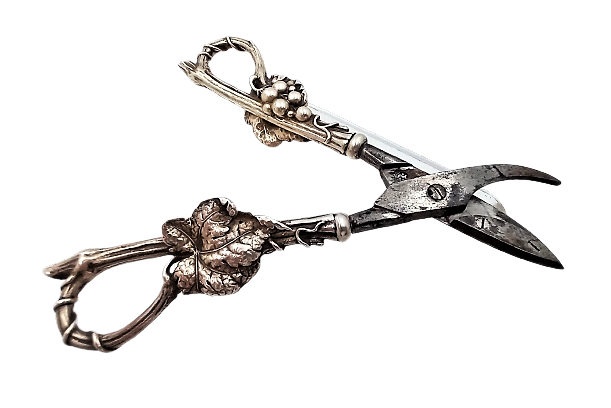 Whiting Sterling Silver Grape Shears in Aesthetic Art Nouveau Vine Pattern