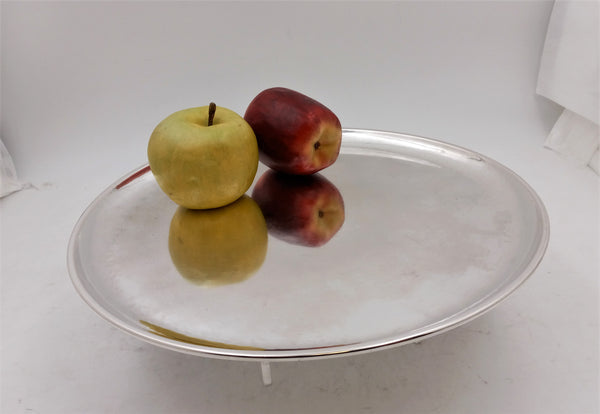 Swedish Hammered Silver Serving Platter/ Bar Tray in Mid-Century Modern Style