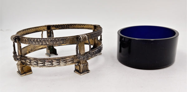 Cobalt Blue Glass Centerpiece with 800 Silver Base -- 19th Century Germany