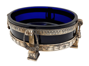Cobalt Blue Glass Centerpiece with 800 Silver Base -- 19th Century Germany