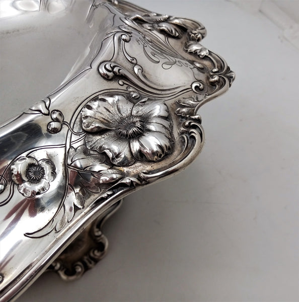 Reed & Barton Sterling Silver Compote in Art Nouveau Style Les Cinq Fleurs
