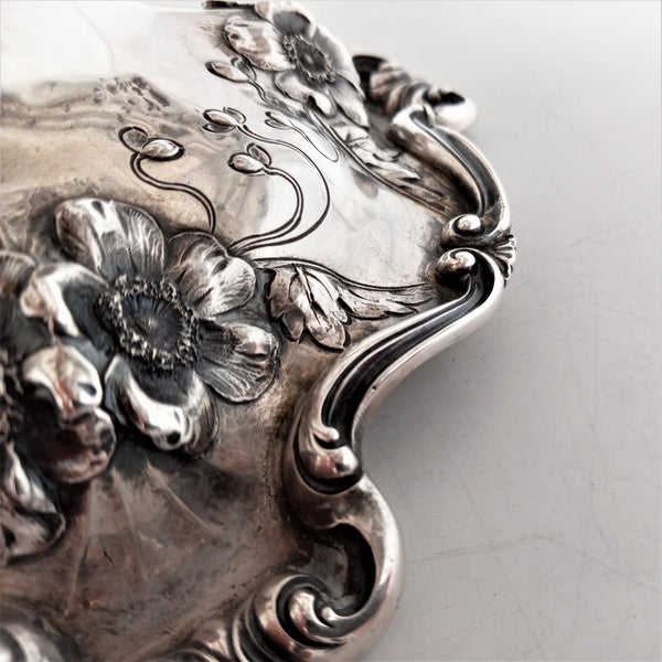 Reed & Barton Sterling Silver Compote in Art Nouveau Style Les Cinq Fleurs