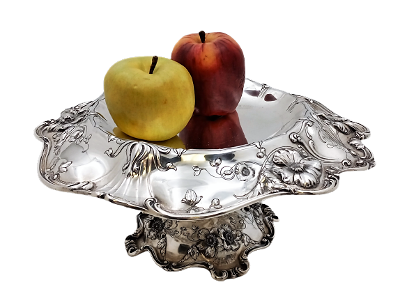 Reed & Barton Sterling Silver Compote in Art Nouveau Style Les Cinq Fleurs