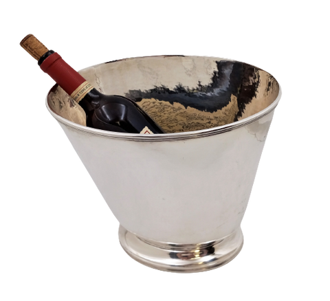 Monumental Sterling Silver Hand Hammered Italian Wine Cooler in Mid-Century Modern Style