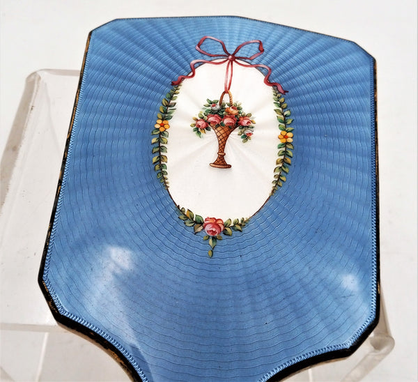 3-Piece Brush & Mirror Set With Hand-Wrought Silver Handles & Enamel Inlay, Circa 1910