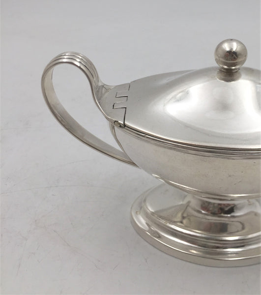 18th Century Pair of Sterling Silver Open Salts and Mustard Pot in Georgian Style