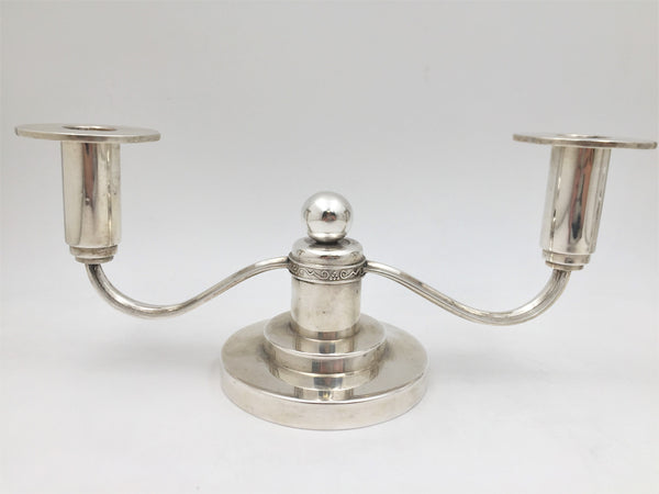 Thune Norwegian Silver Pair of 2-Light Candelabra in Mid-Century Modern Jensen Style